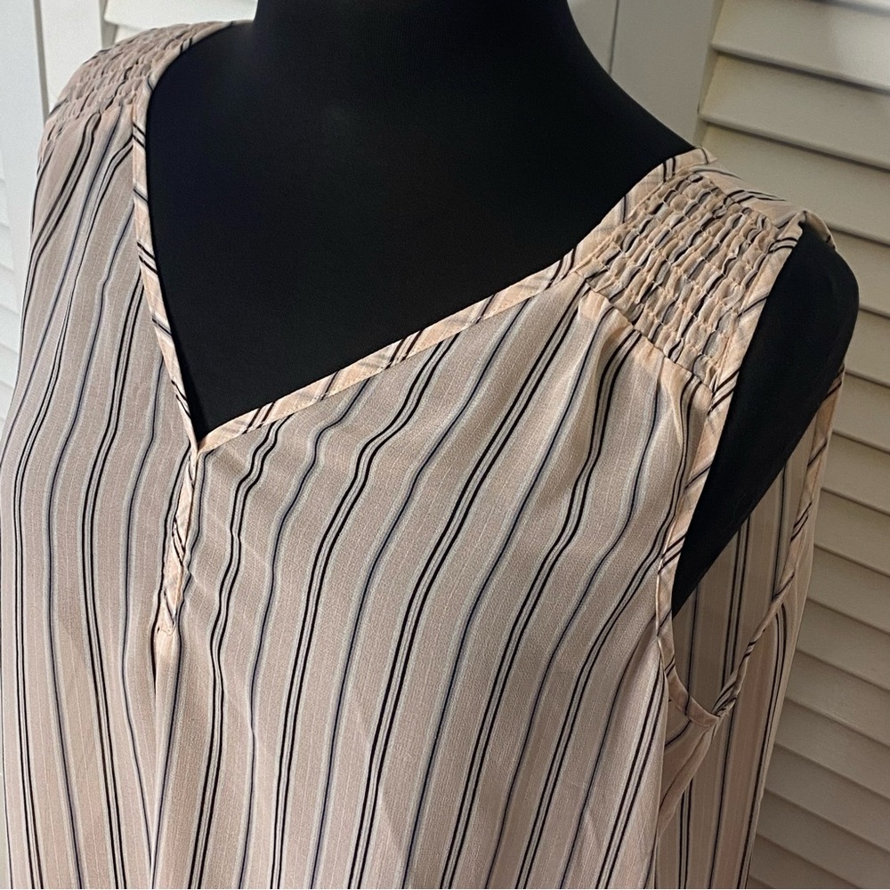 Maurices | Semi-Sheer Light Pink Striped Blouse | Size XL - Picture 2 of 4